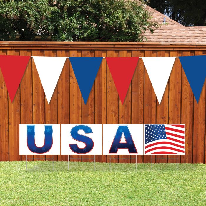 Red, White & Blue Oversized Pennant Banner (1 per package)