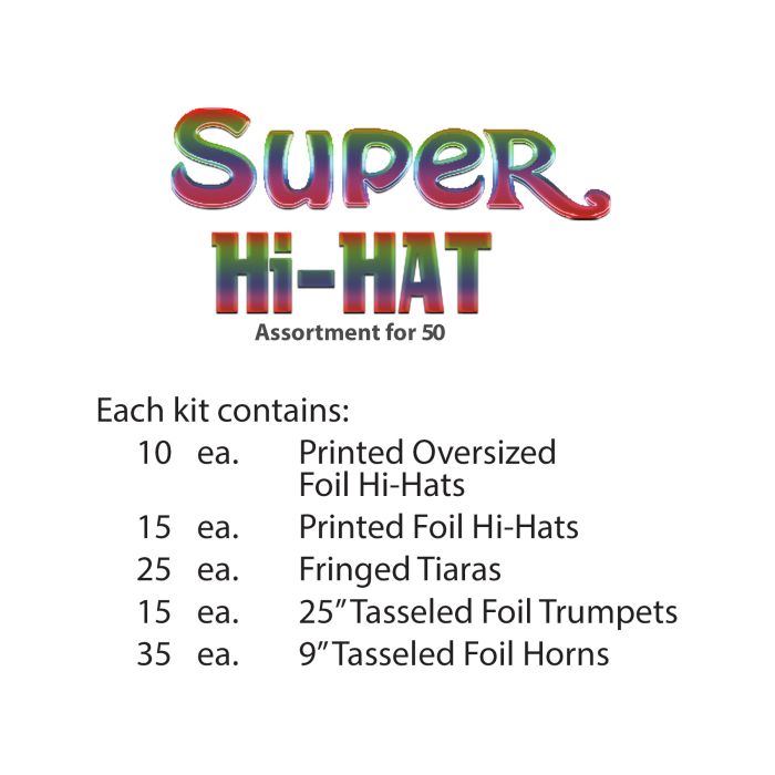 Beistle Super Hi-Hat New Year's Eve Party Kit for 50 People