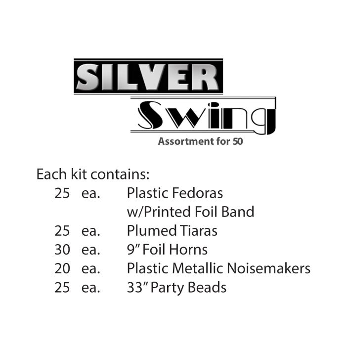 Beistle Silver Swing New Year's Eve Party Kit for 50 People