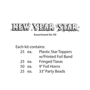 Silver New Year Star New Year's Eve Party Kit