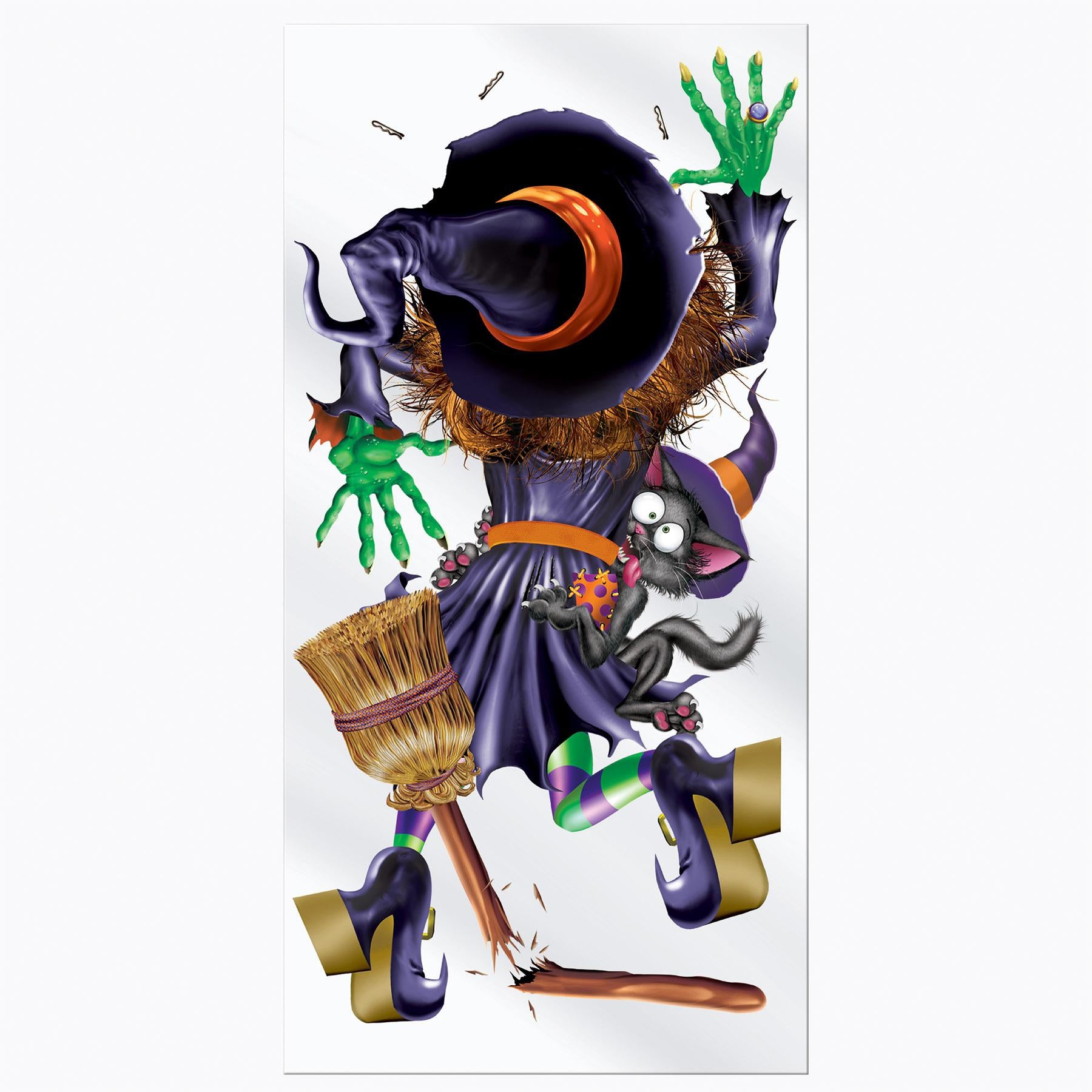 Beistle Halloween Crashing Witch Door Cover