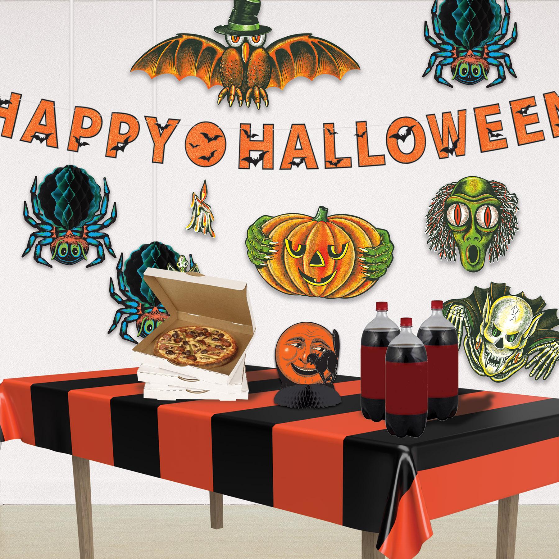 Beistle Halloween Orange & Black Stripes Tablecover