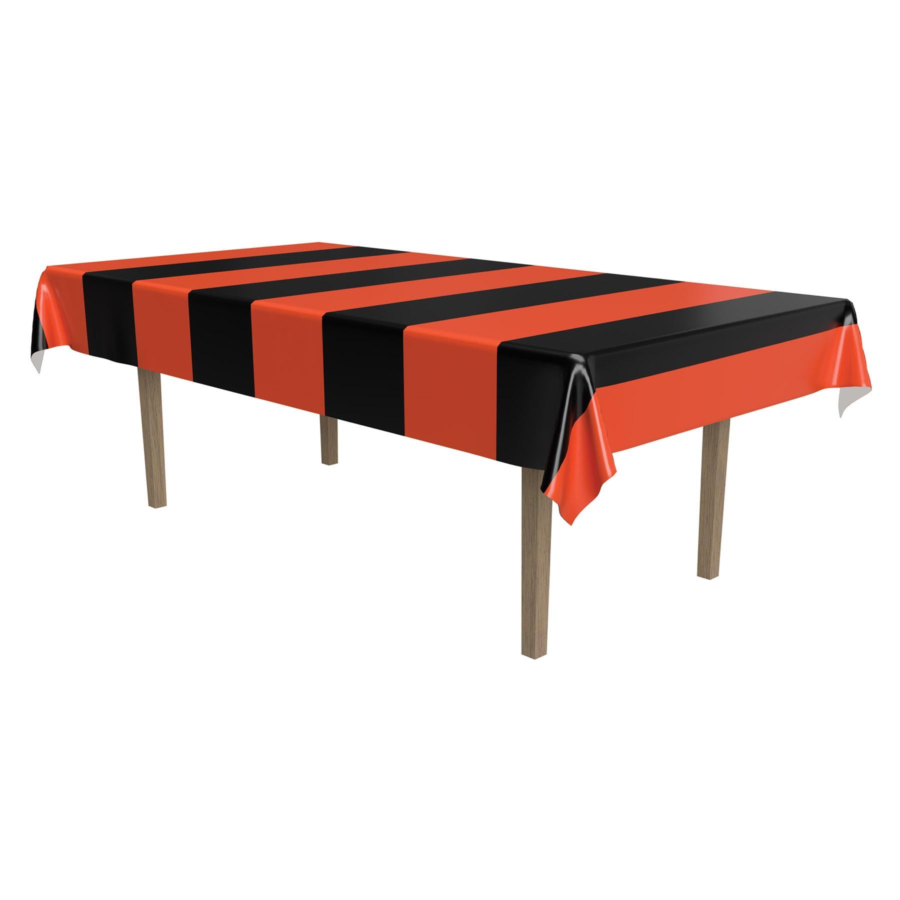 Beistle Halloween Orange & Black Stripes Tablecover