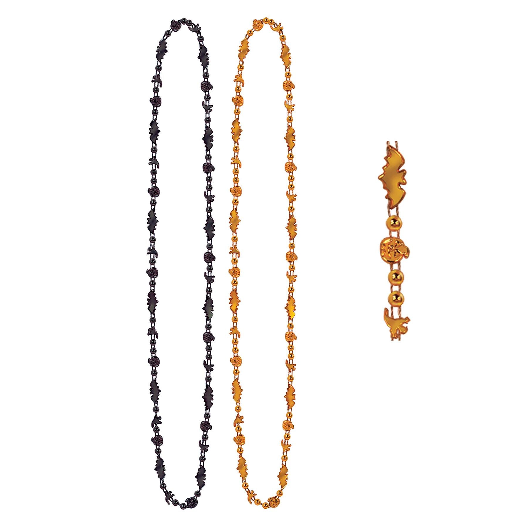 Halloween Bead Necklaces, assorted orange & black (2/Pkg)