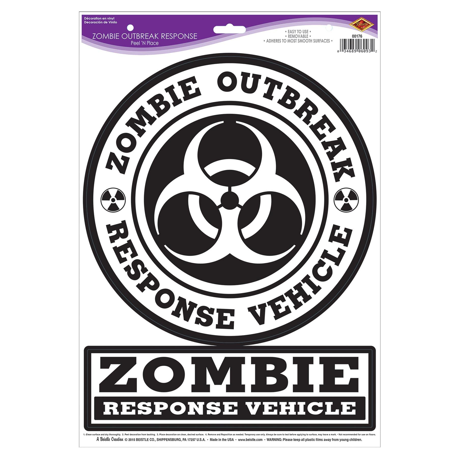 Halloween Zombie Outbreak Response Peel 'N Place Clings (2/Pkg)