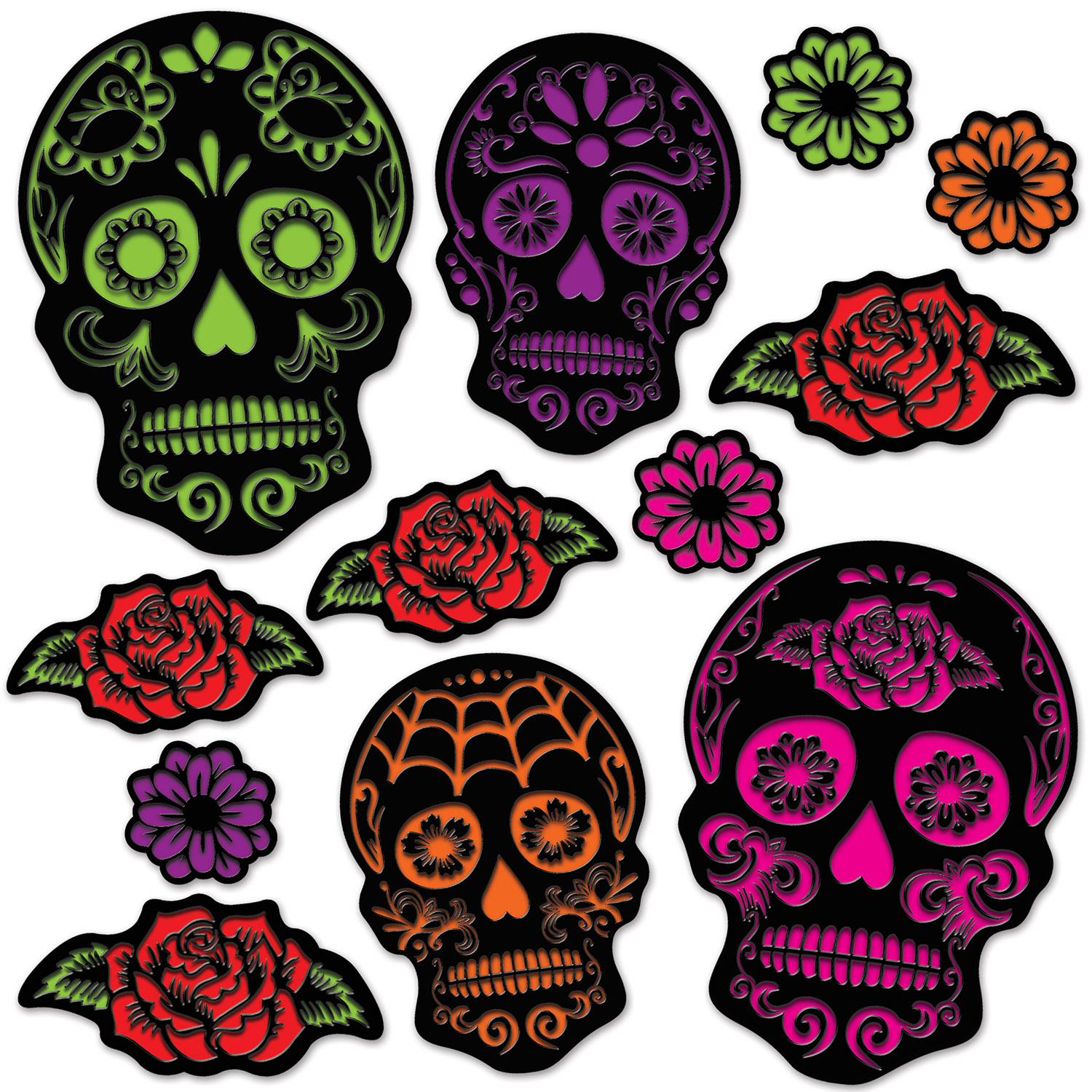 Beistle Day Of The Dead Sugar Skull Cutouts (12/Pkg)