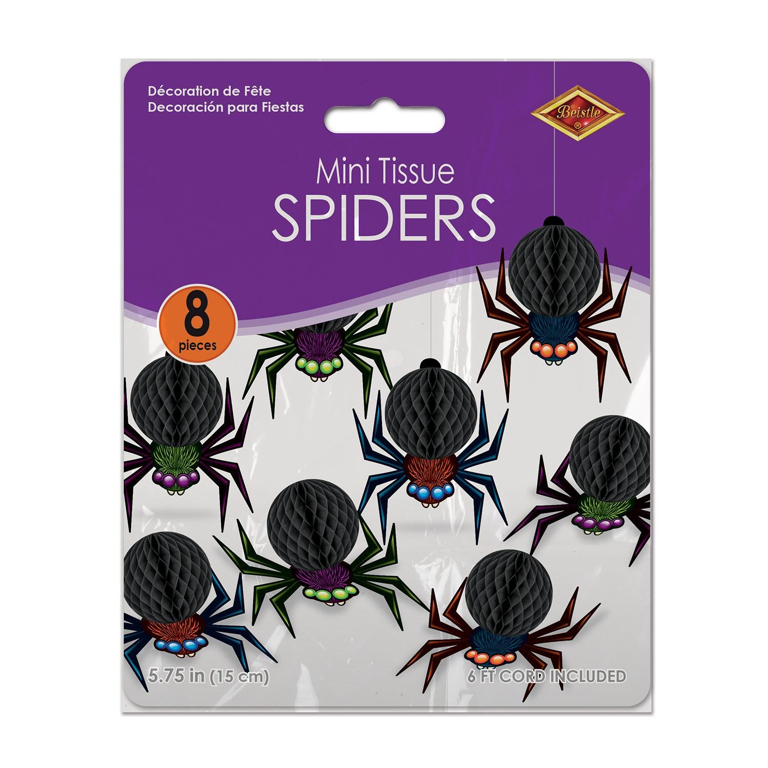 Beistle Halloween Mini Tissue Spiders (8/Pkg)