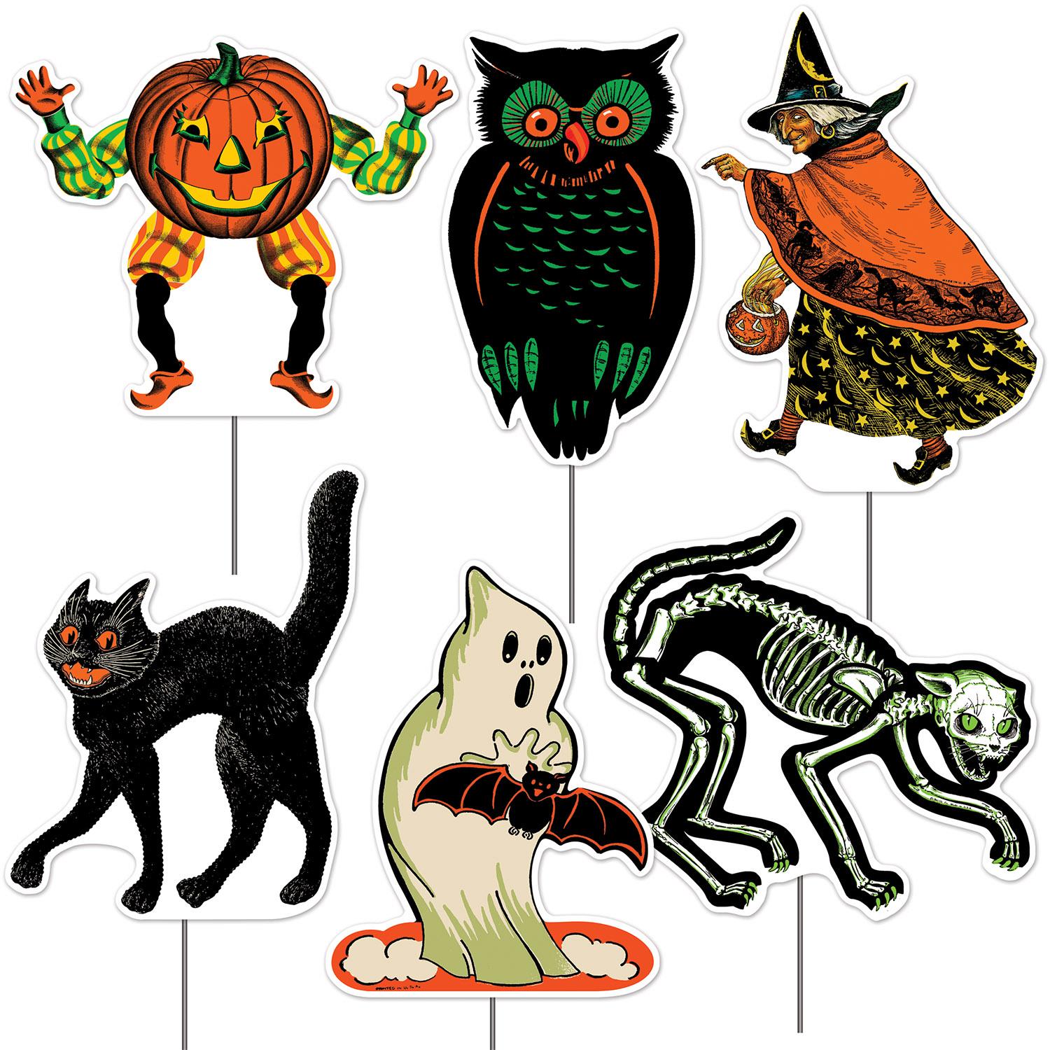 Beistle Plastic Vintage Halloween Yard Signs (6/Pkg)