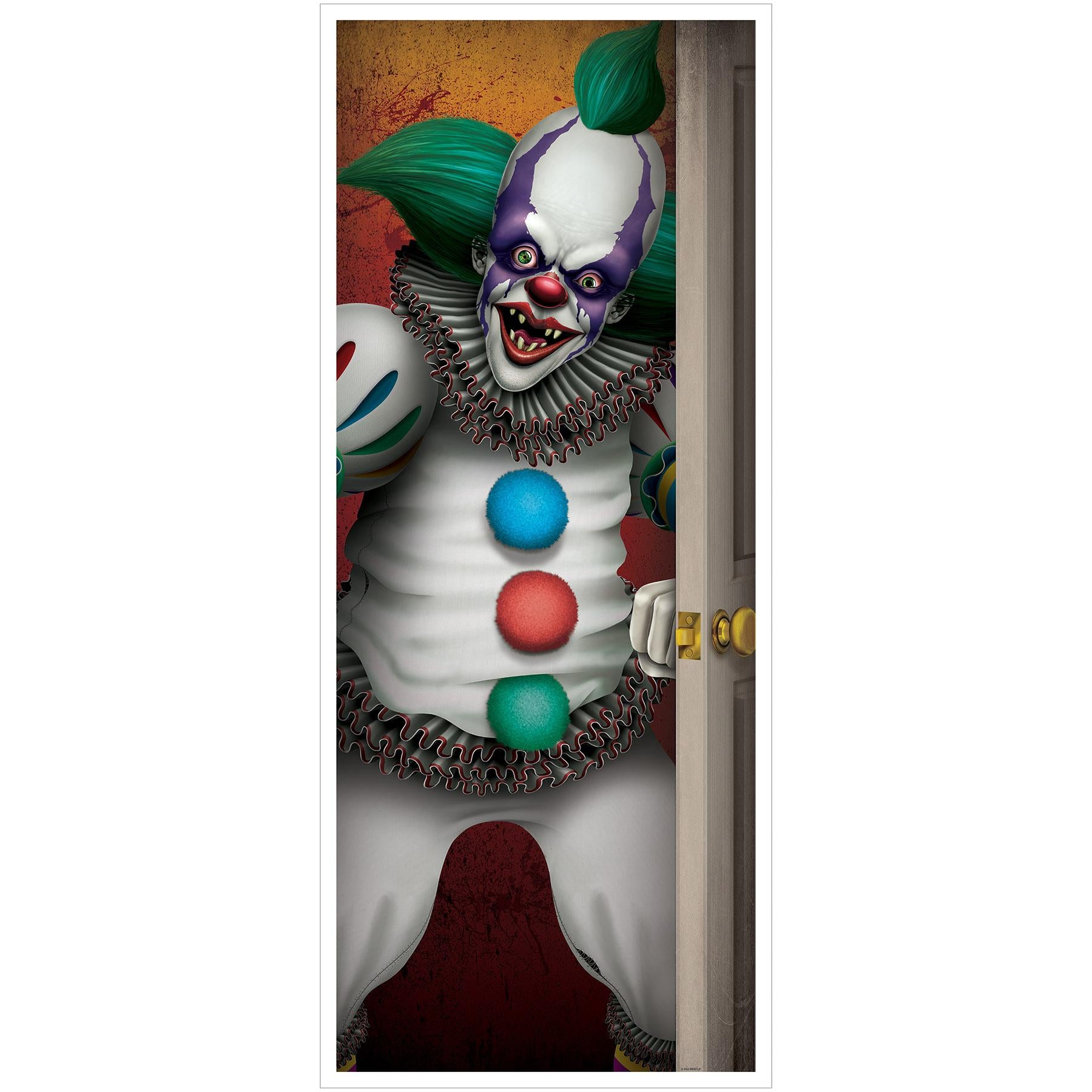 Beistle Halloween Creepy Clown Door Cover