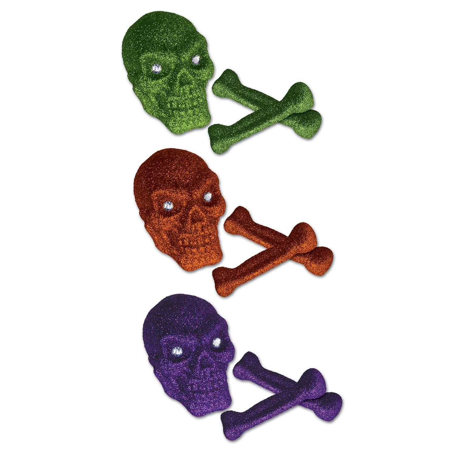 Beistle Halloween Glittered Plastic Skull & Bones (3/Pkg)