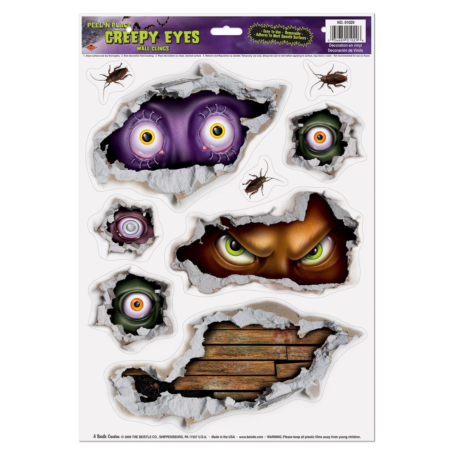 Beistle Halloween Creepy Eyes Peel 'N Place Clings (9/Sheet)