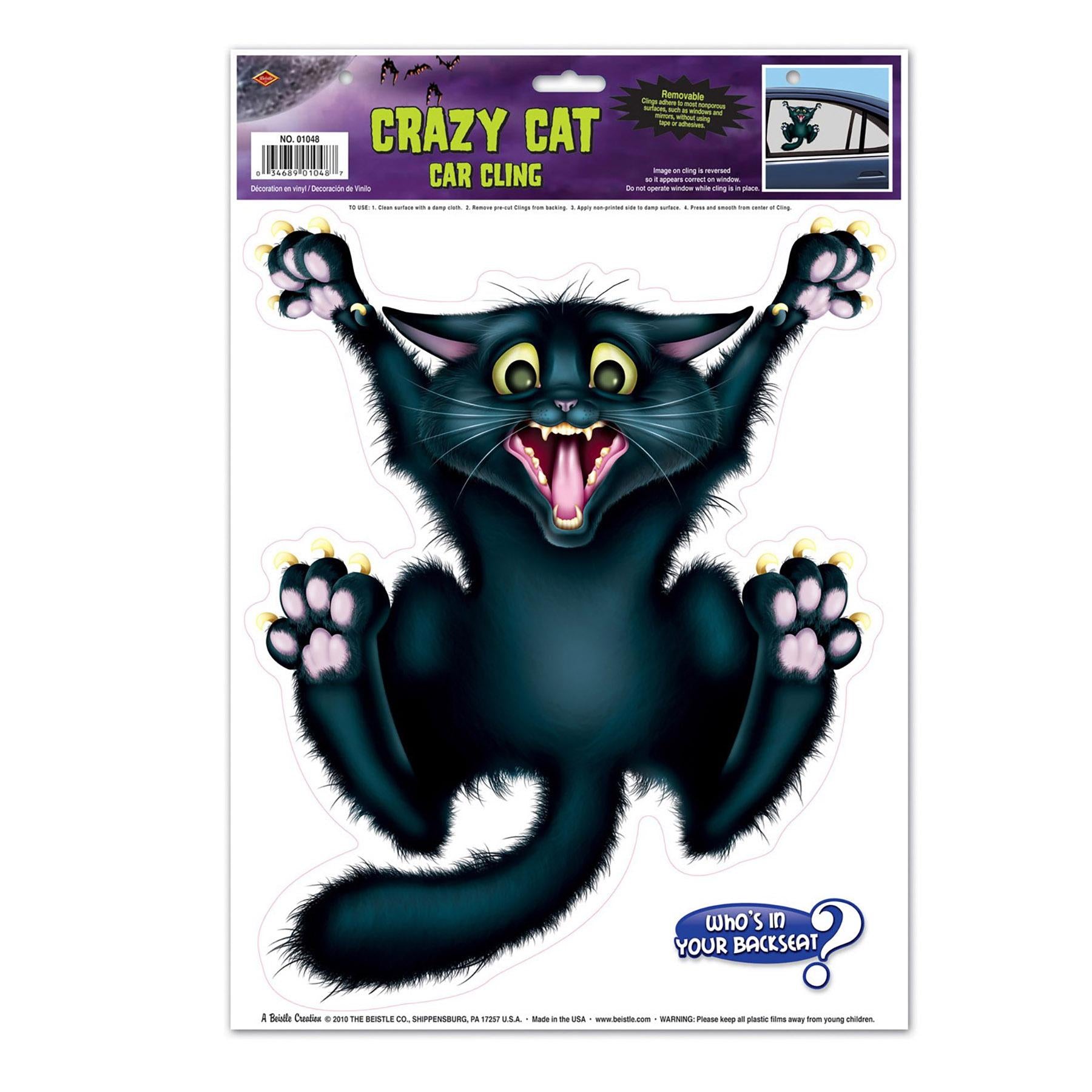 Beistle Halloween Crazy Cat Car Cling