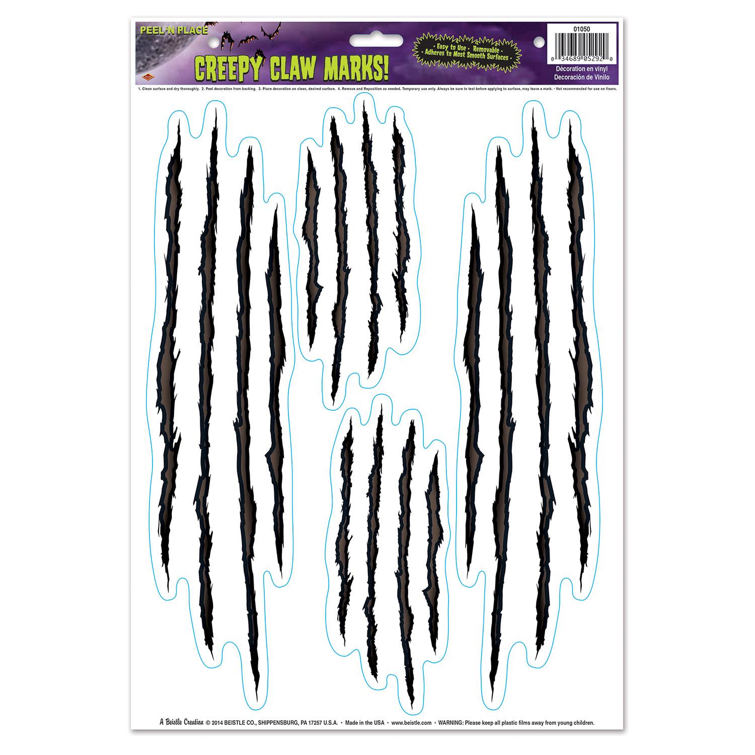 Halloween Creepy Claw Marks! Peel 'N Place Clings (4/Pkg)