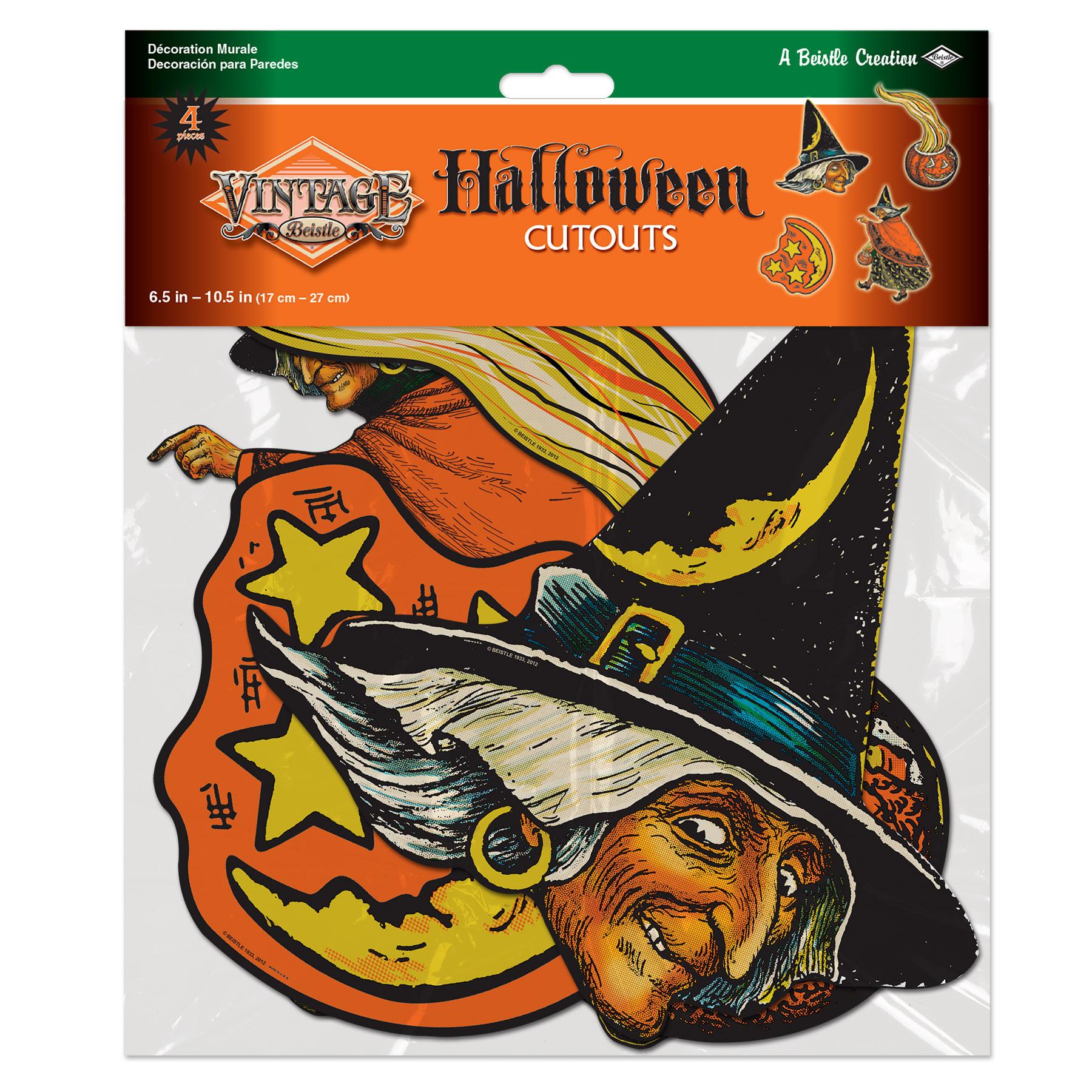 Beistle 10.5 Inch Vintage Halloween Cutouts (4/Pkg)