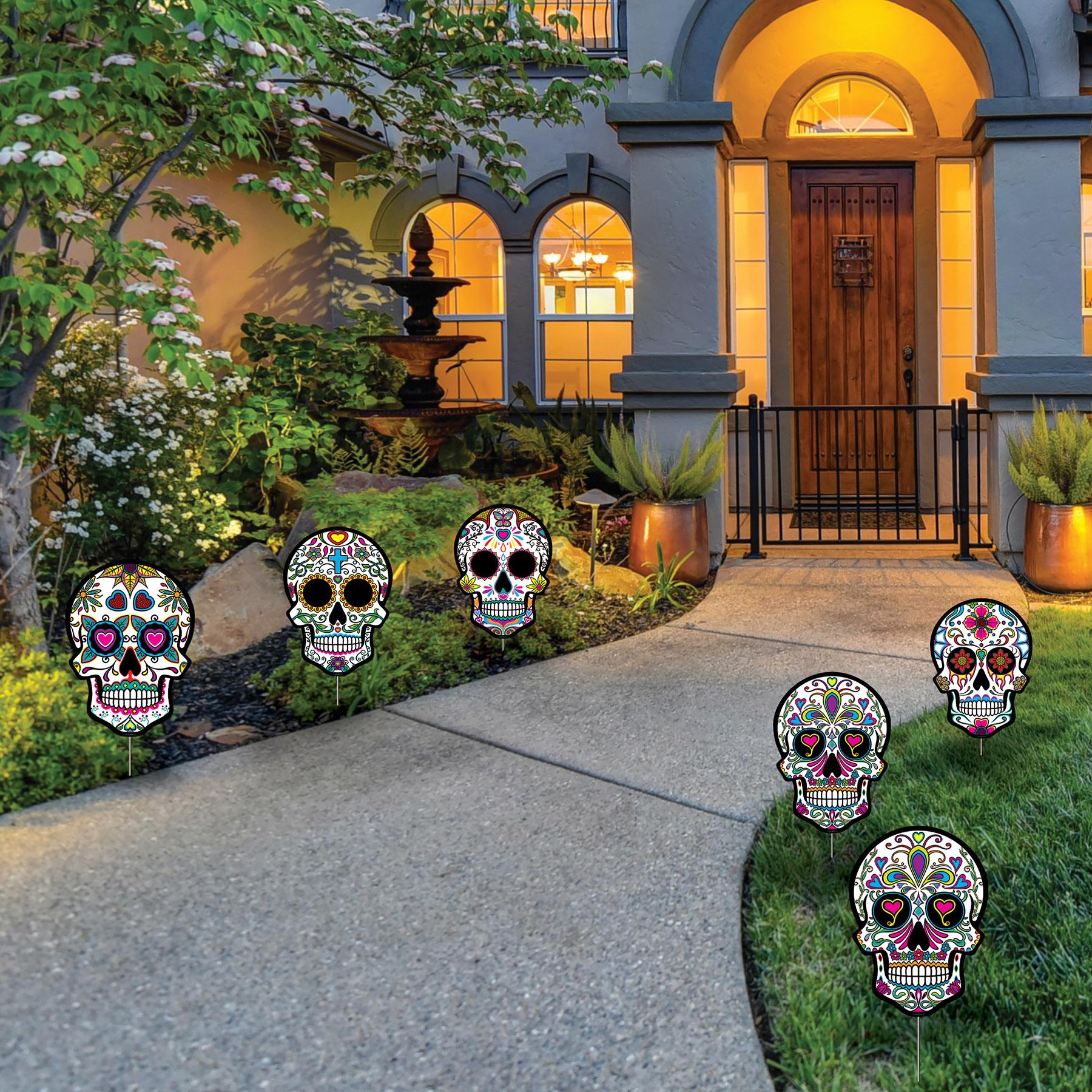 Beistle Plastic Day Of The Dead Sugar Skull Yard Signs