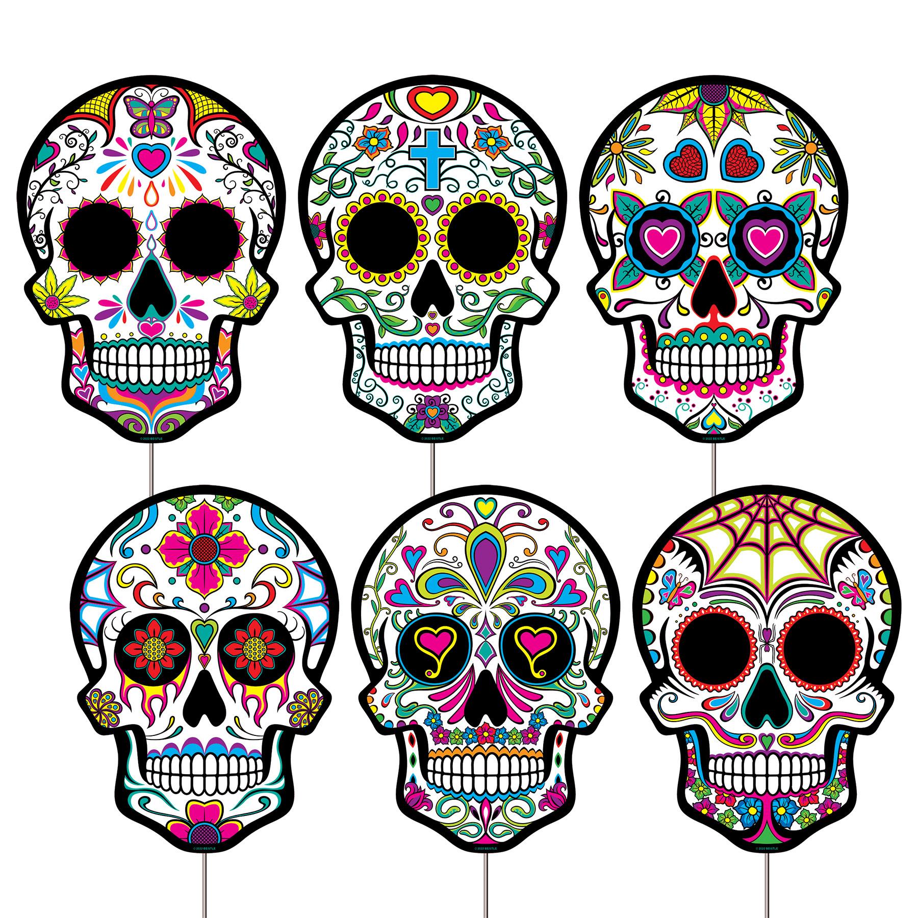 Beistle Plastic Day Of The Dead Sugar Skull Yard Signs