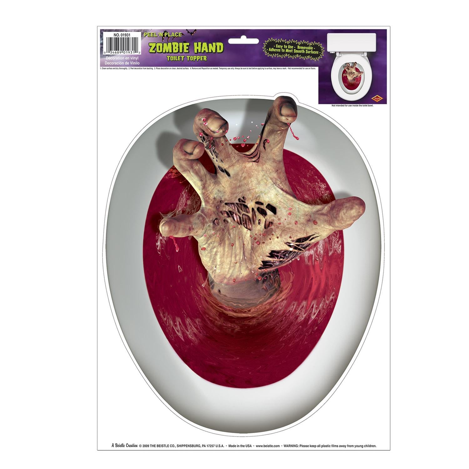 Beistle Halloween Hand Toilet Topper Peel 'N Place Clings