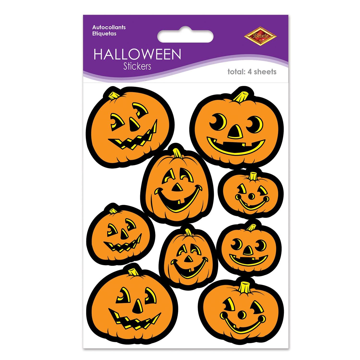 Beistle Halloween Jack-O-Lantern Stickers (4 Sheets/Pkg)