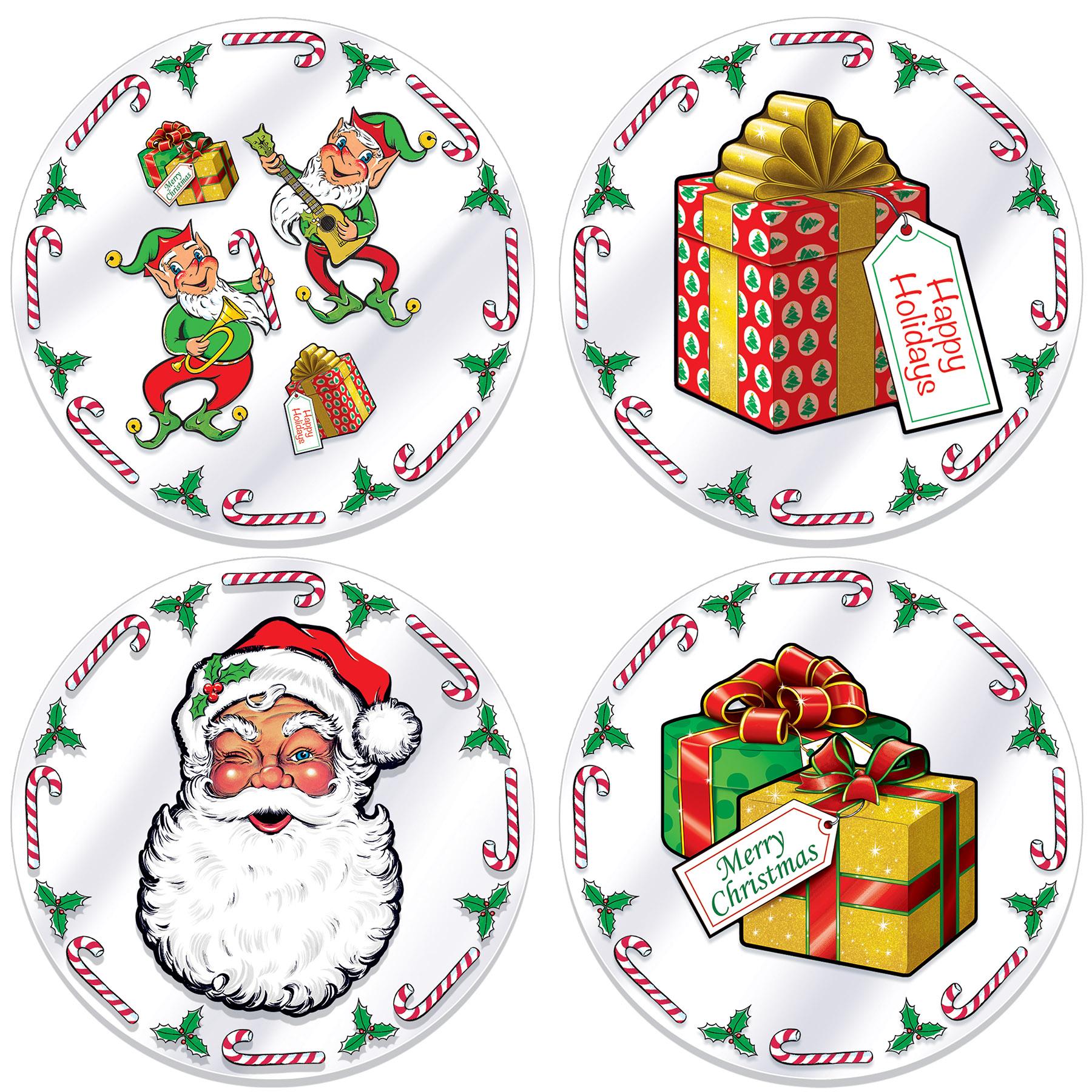 Beistle Christmas Plastic Santa's Workshop Round Placemats