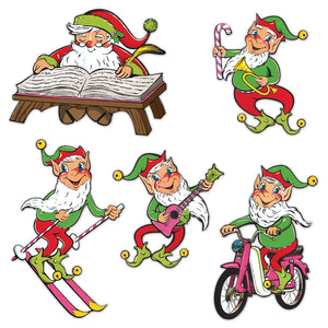 Beistle Vintage Christmas Santa & Elves Cutouts (5/Pkg)