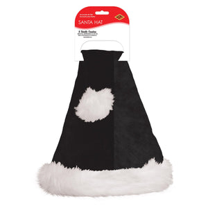 Beistle Black Santa Hat - One Size Fits Most, Plush Christmas Hat, 1/pkg, 12/case