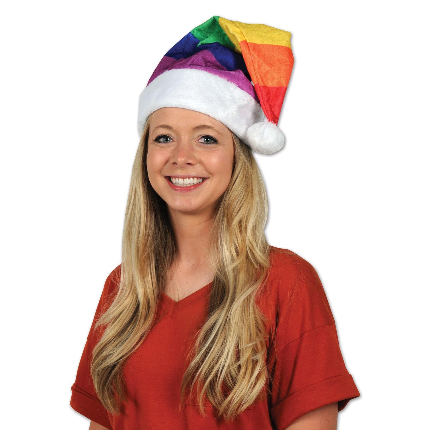 Beistle Christmas Rainbow Santa Hat