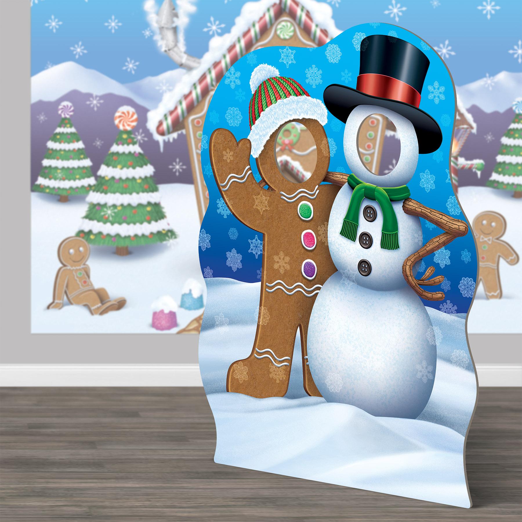 Gingerbread Man & Snowman Photo Prop Stand-Up Decoration