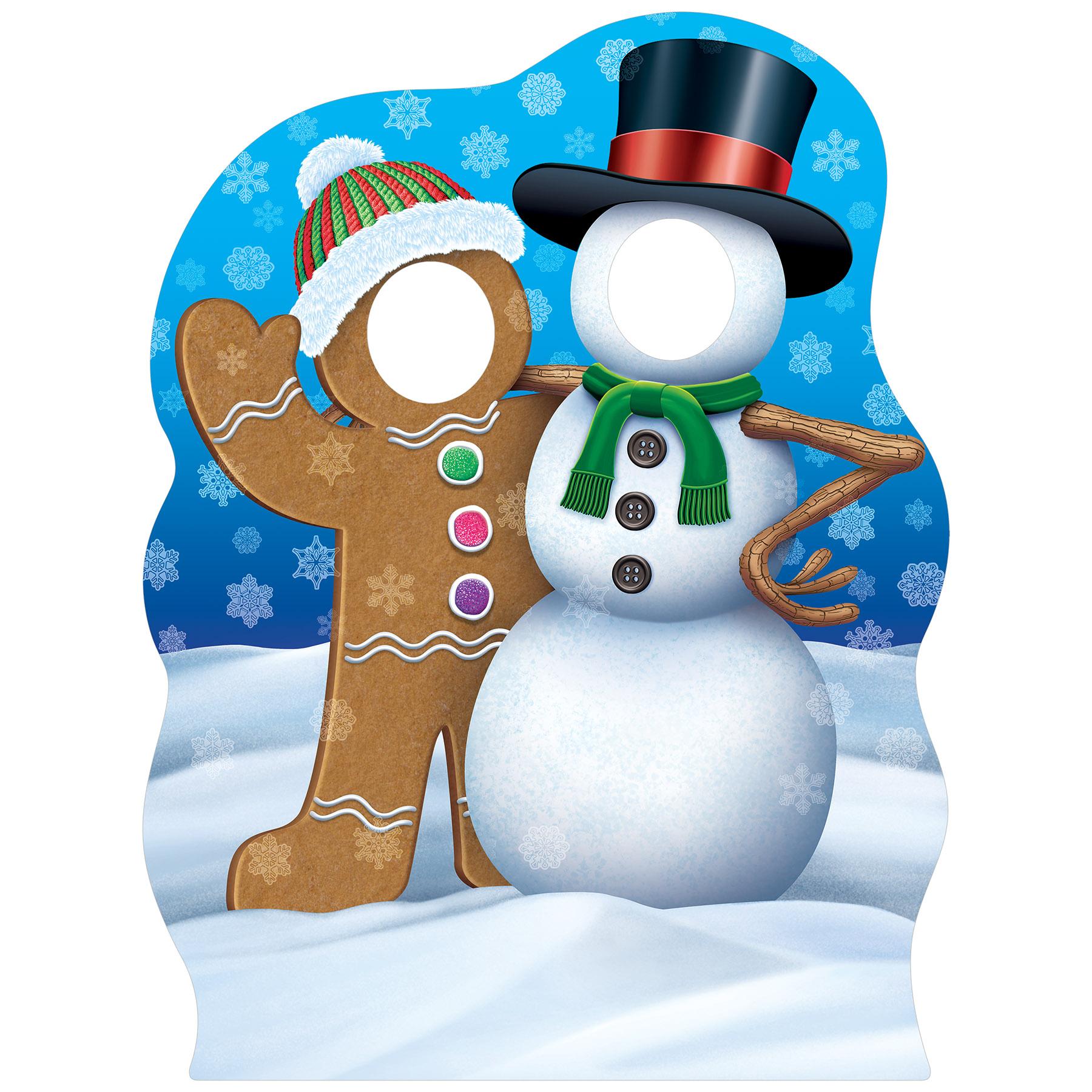 Gingerbread Man & Snowman Photo Prop Stand-Up Decoration