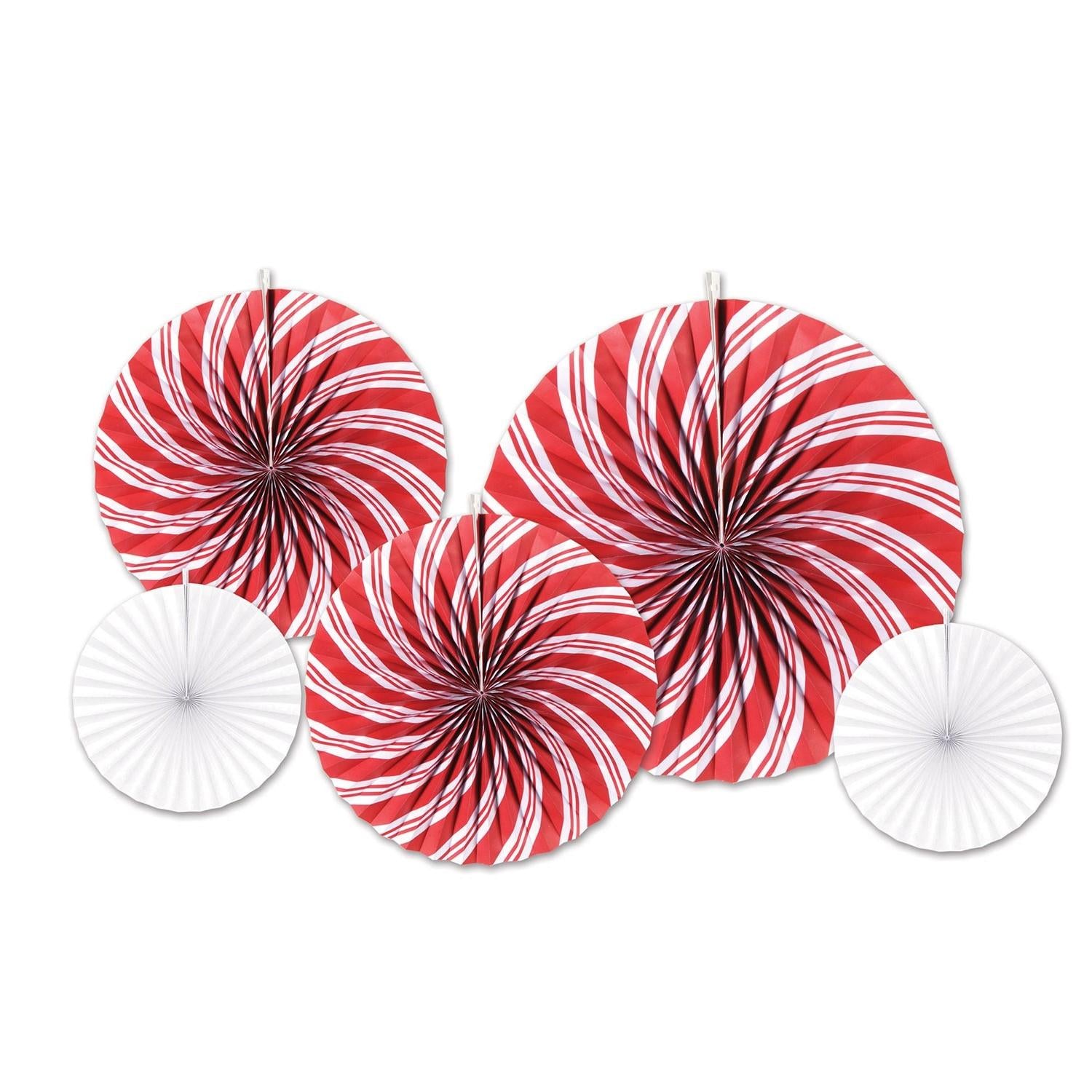 Beistle Christmas Peppermint Accordion Paper Fans (5/Pkg)