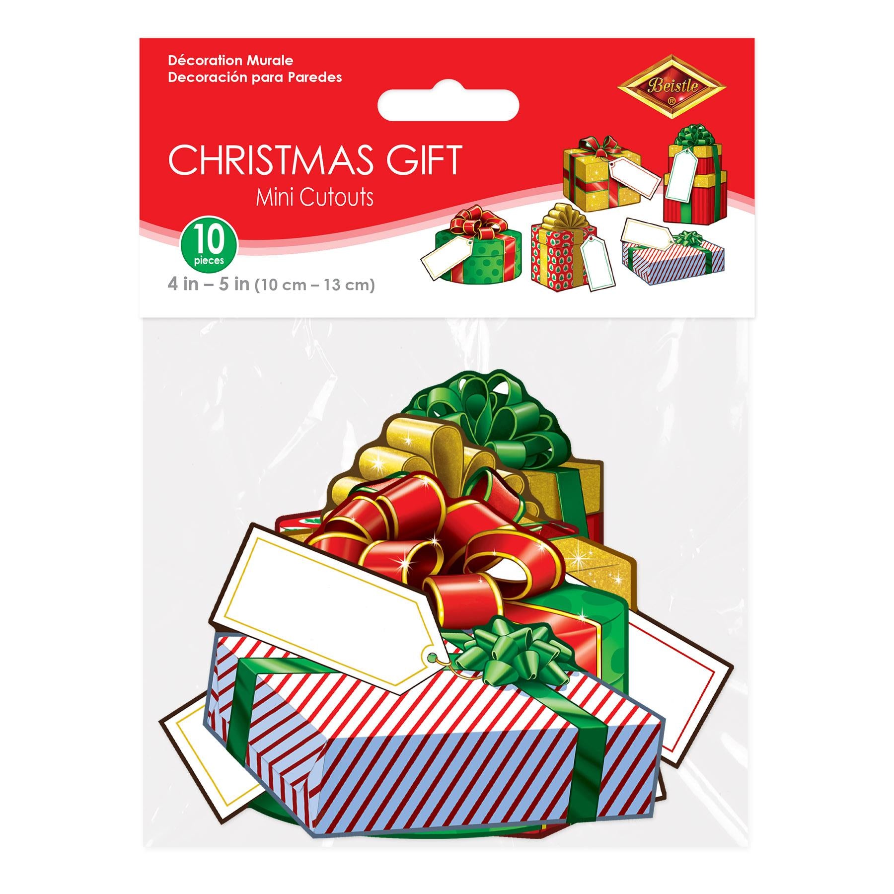 Beistle Mini Christmas Gift Cutouts (10/Pkg)