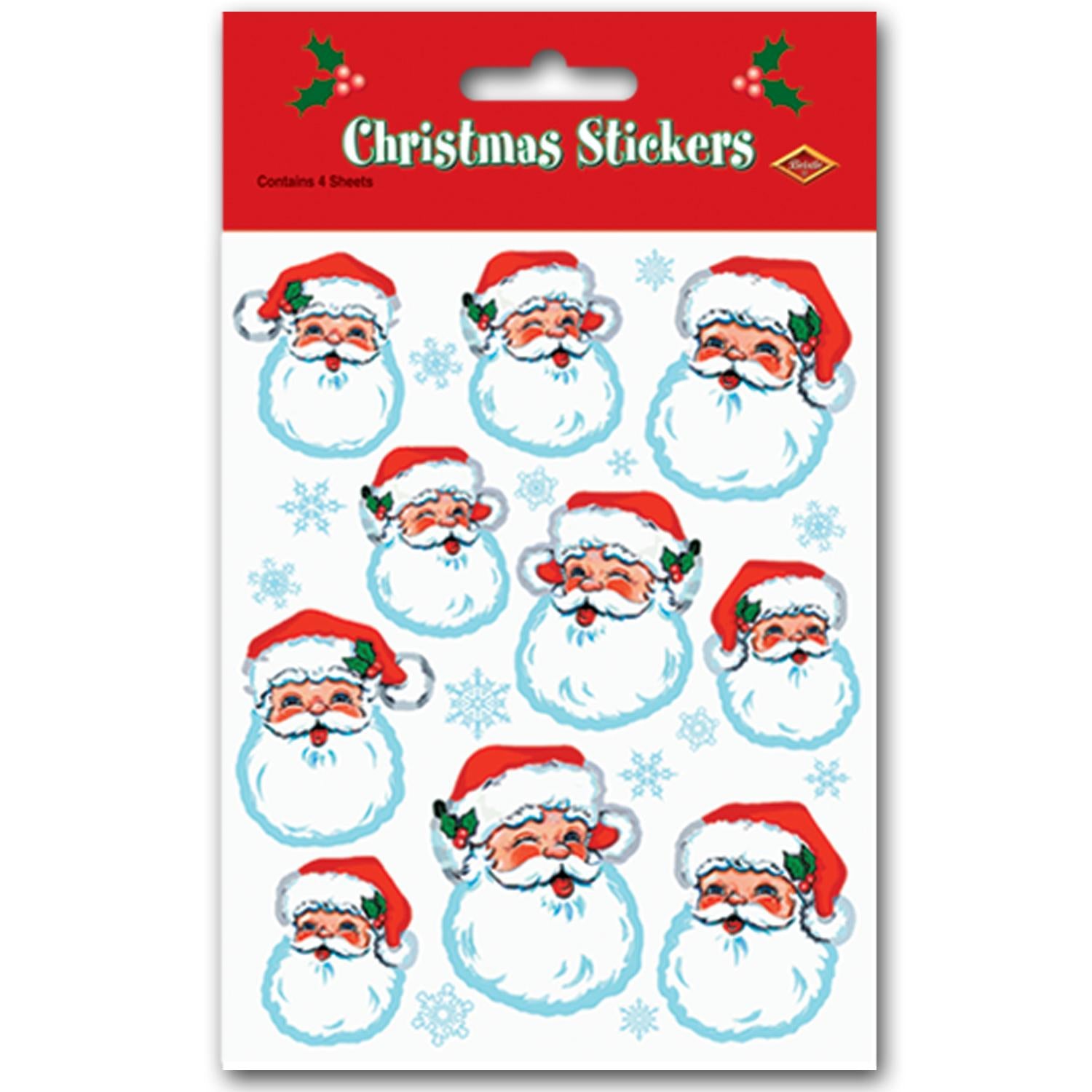 Beistle Christmas Santa Face Stickers (4 Sheets/Pkg)