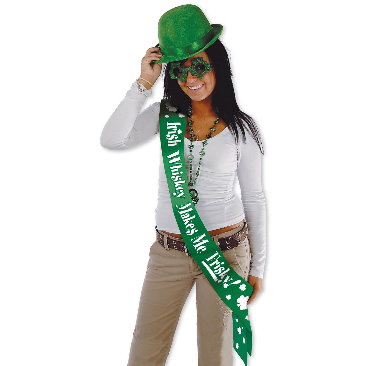 St. Patrick's Day Irish Whiskey Makes Me Frisky! Satn Sash