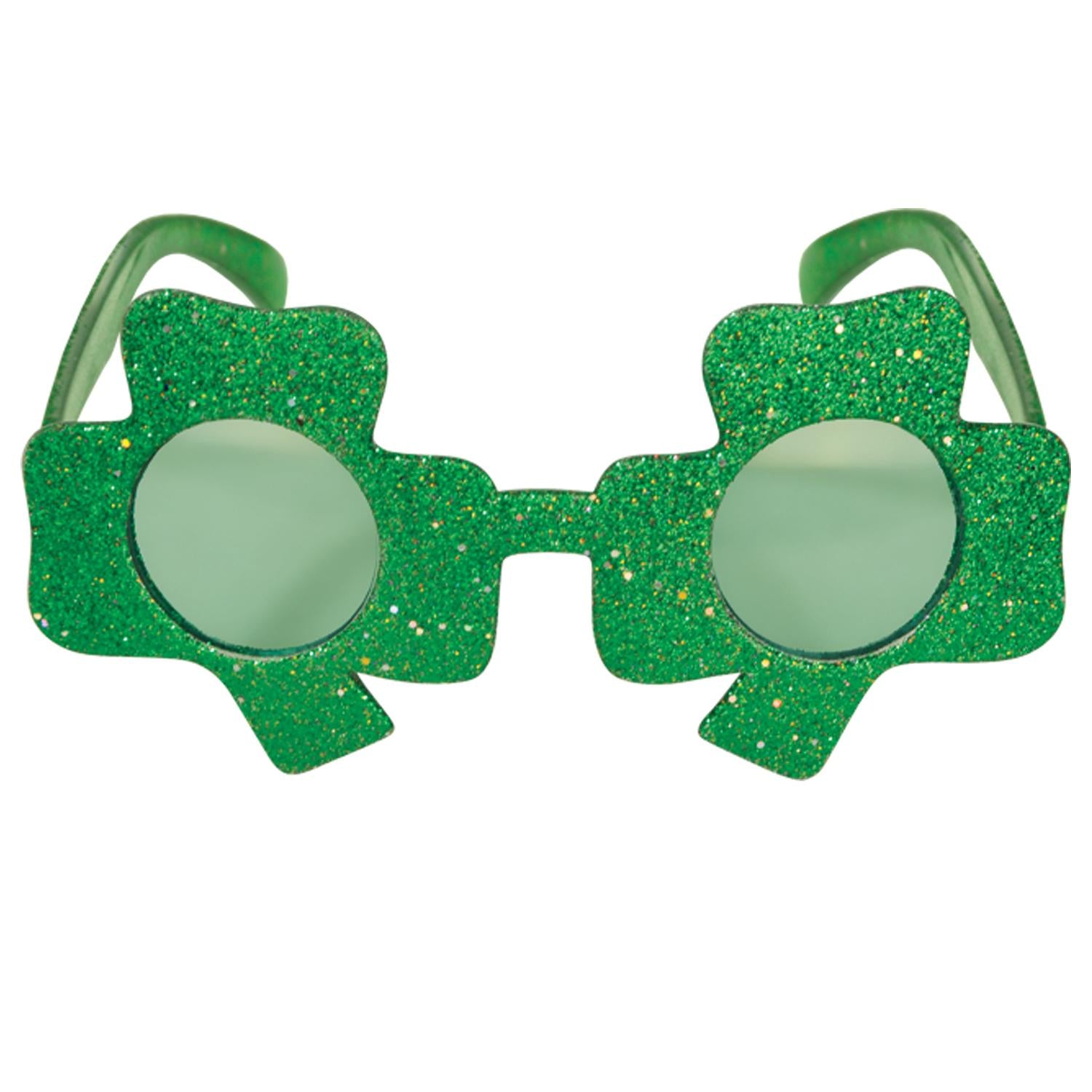 St. Patrick's Day Glittered Shamrock Fanci-Frame Glasses