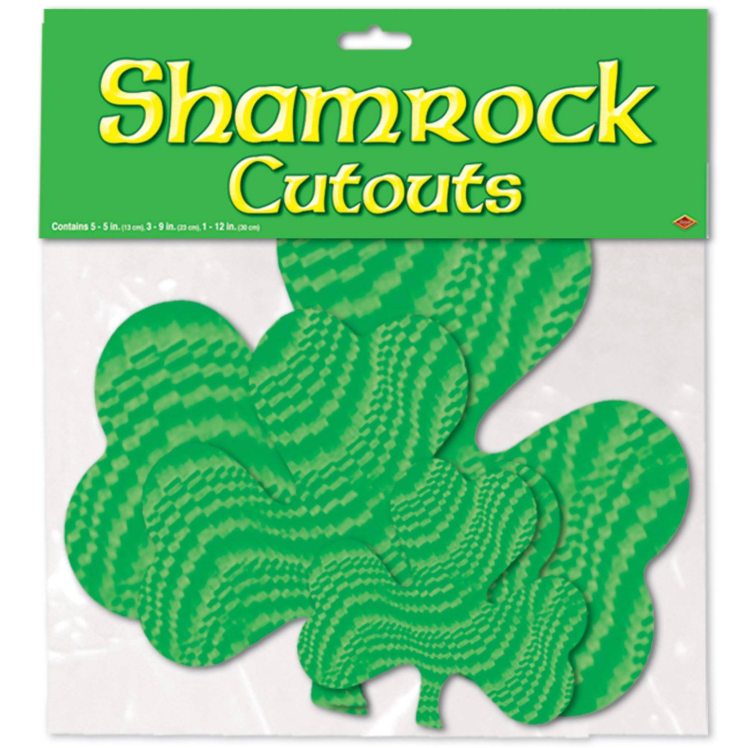 St. Patrick's Day Embossed Foil Shamrock Cutouts (16/Pkg)