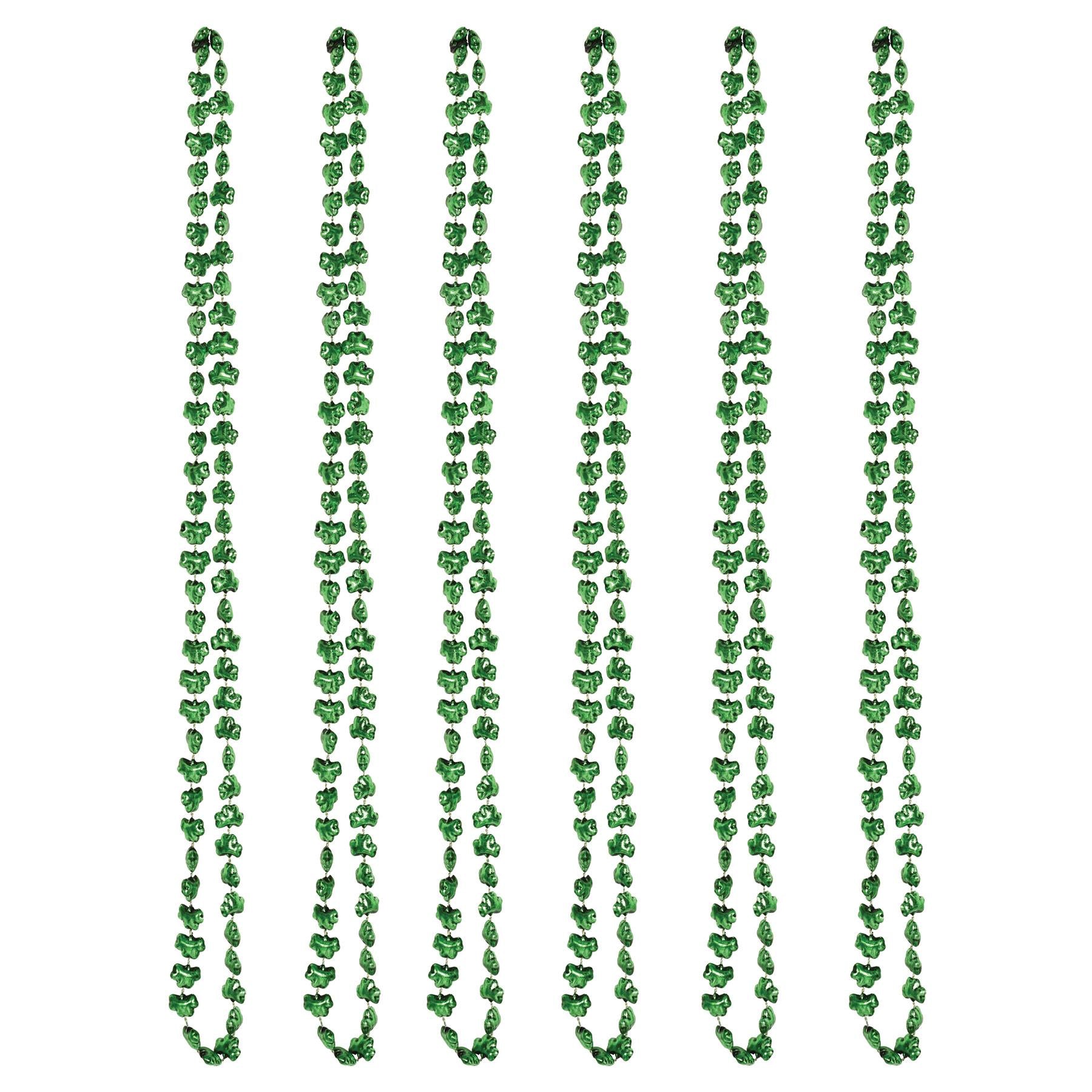 St. Patrick's Day Mini Shamrock Bead Necklaces (12 Packages)