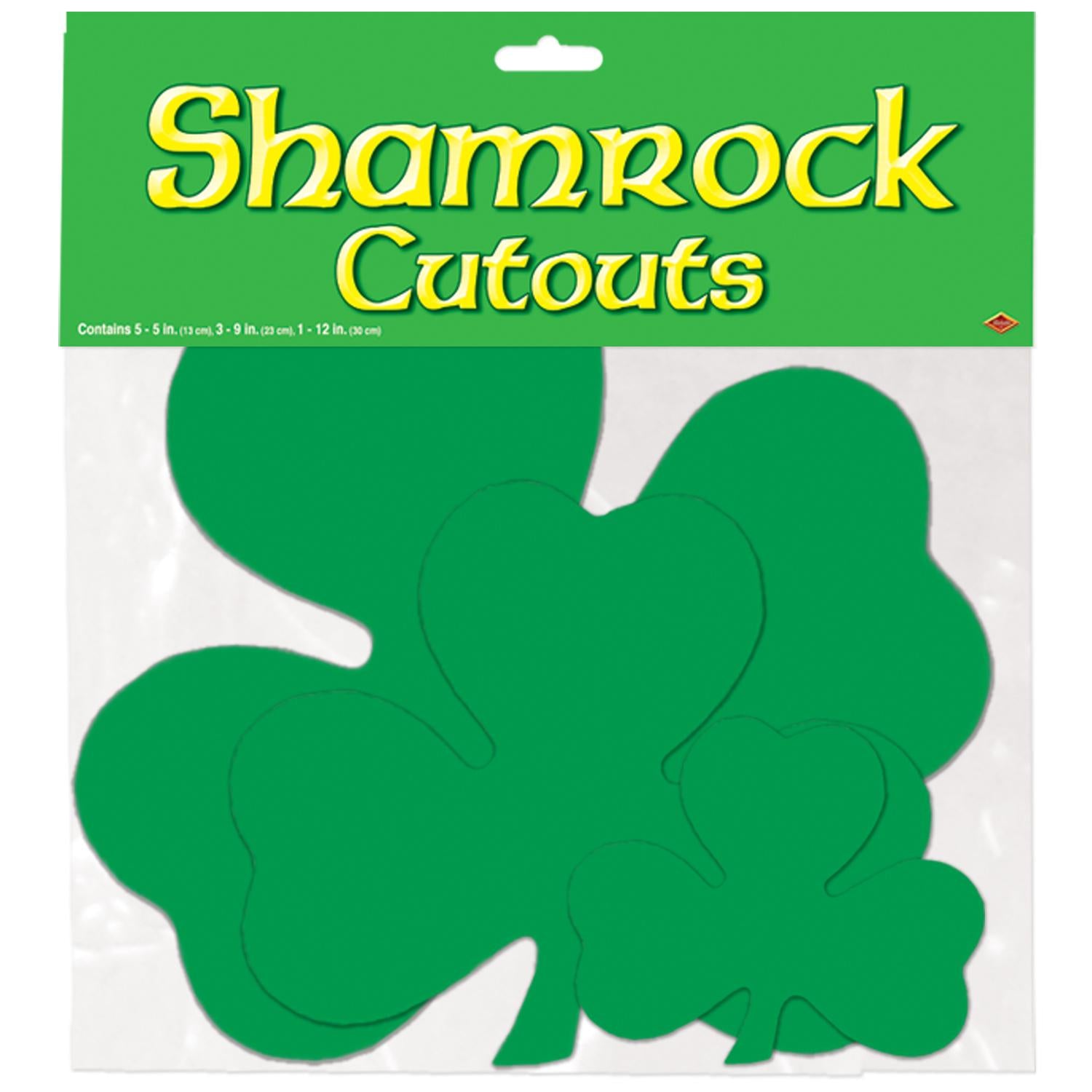 St. Patrick's Day Packaged Printed Shamrock Cutouts (9/Pkg)