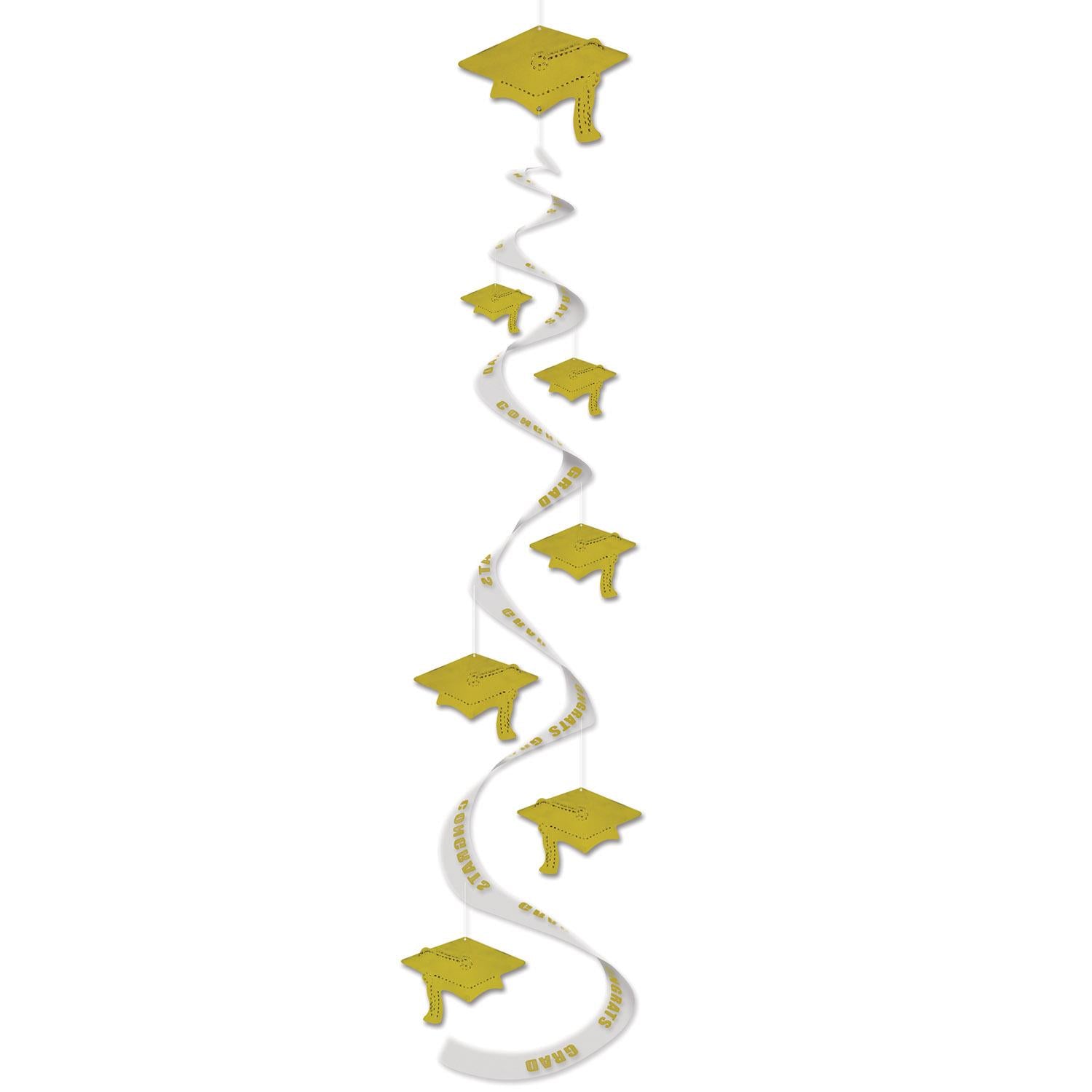 Printed Grad Cap Graduation Party Whirls - gold (3/Pkg)