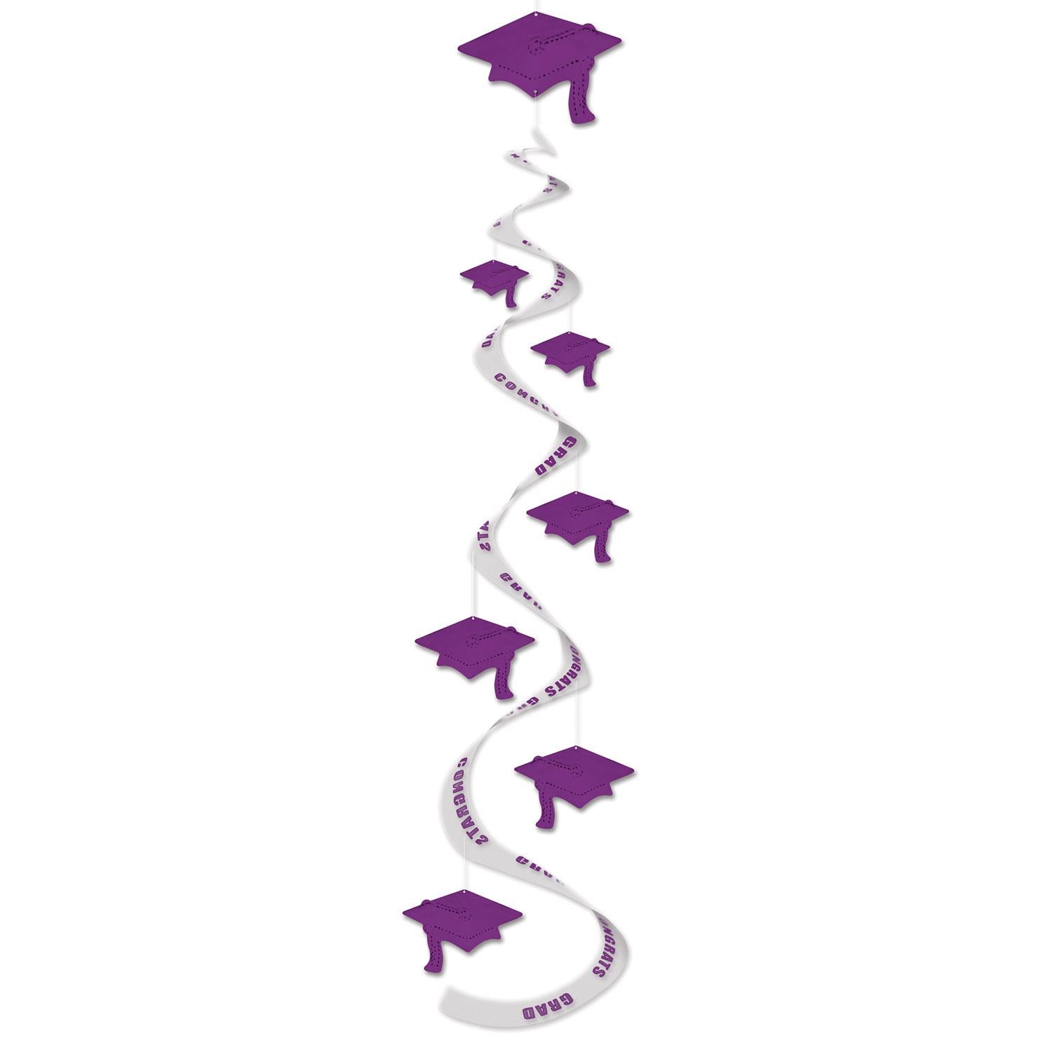 Printed Grad Cap Graduation Party Whirls - purple (3/Pkg)