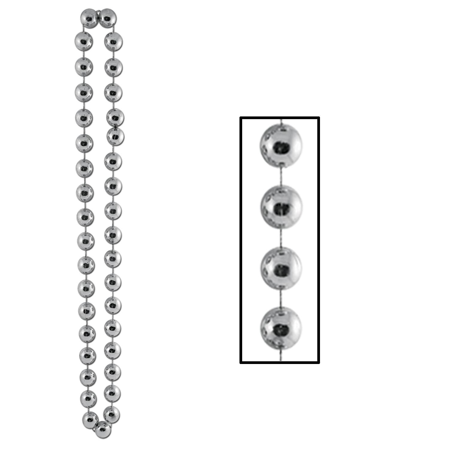 Beistle Jumbo Party Bead Necklaces - silver