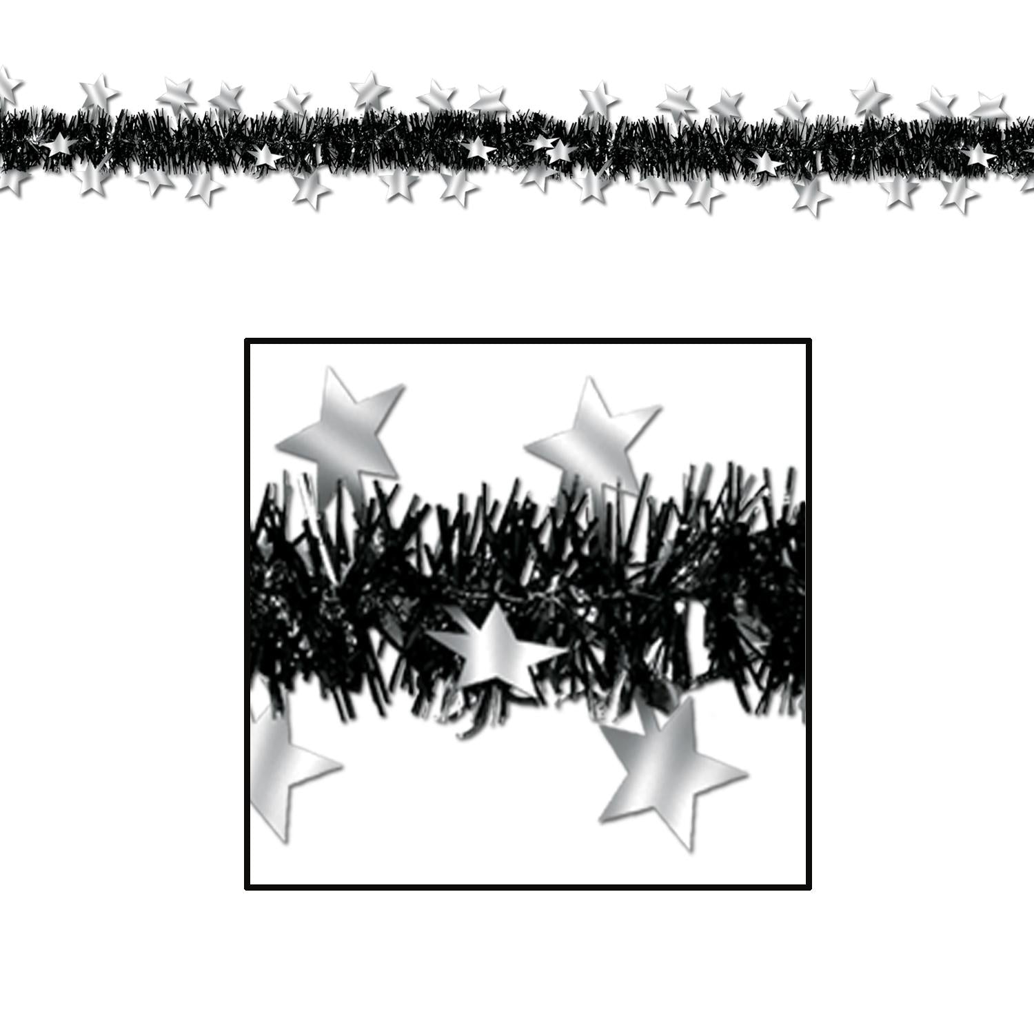 Beistle Metallic Star Party Garland - black & silver