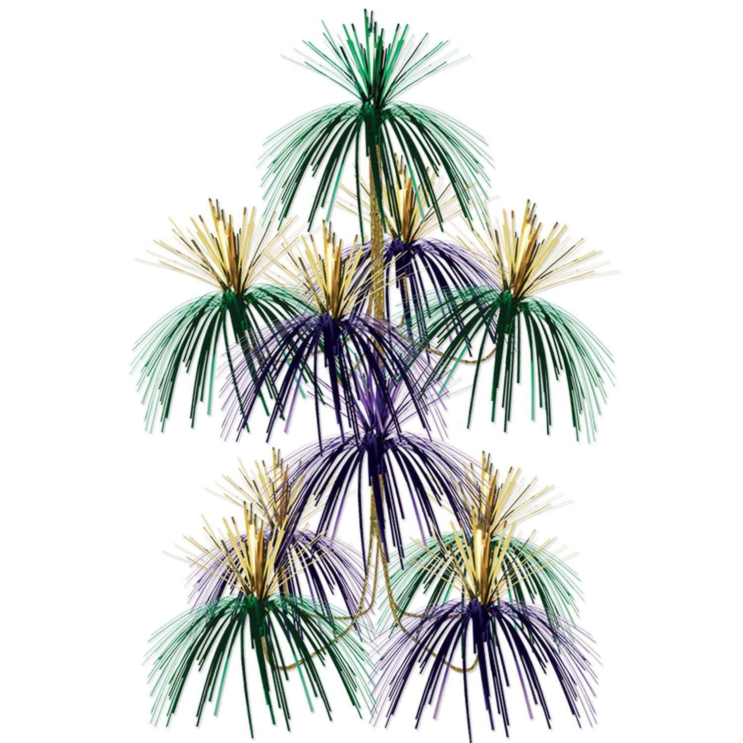 Mardi Gras Firework Chandelier - gold - green - purple