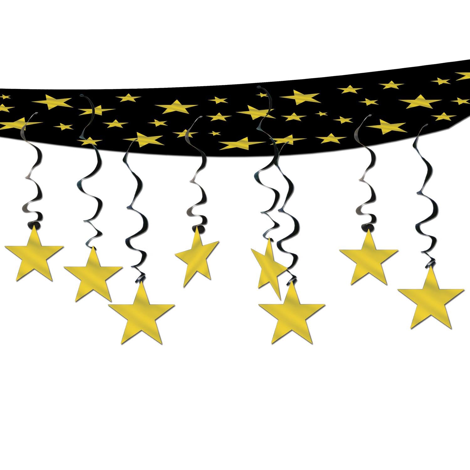 Beistle The Stars Are Out Party Ceiling Decor - black & gold