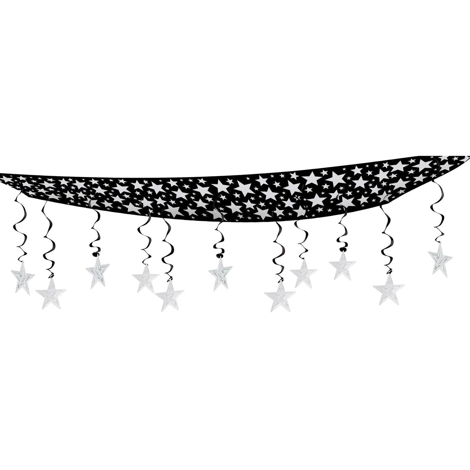 The Stars Are Out Party Ceiling Decoration - black & silver