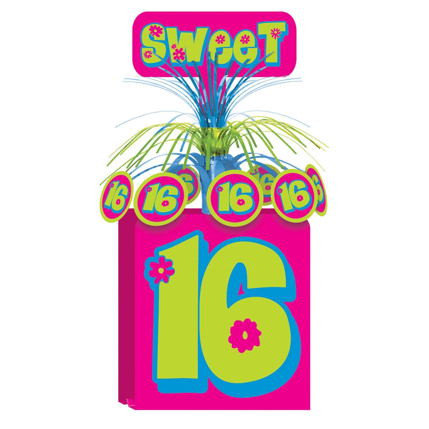 Beistle Sweet 16 Birthday Party Centerpiece- Pink and Green