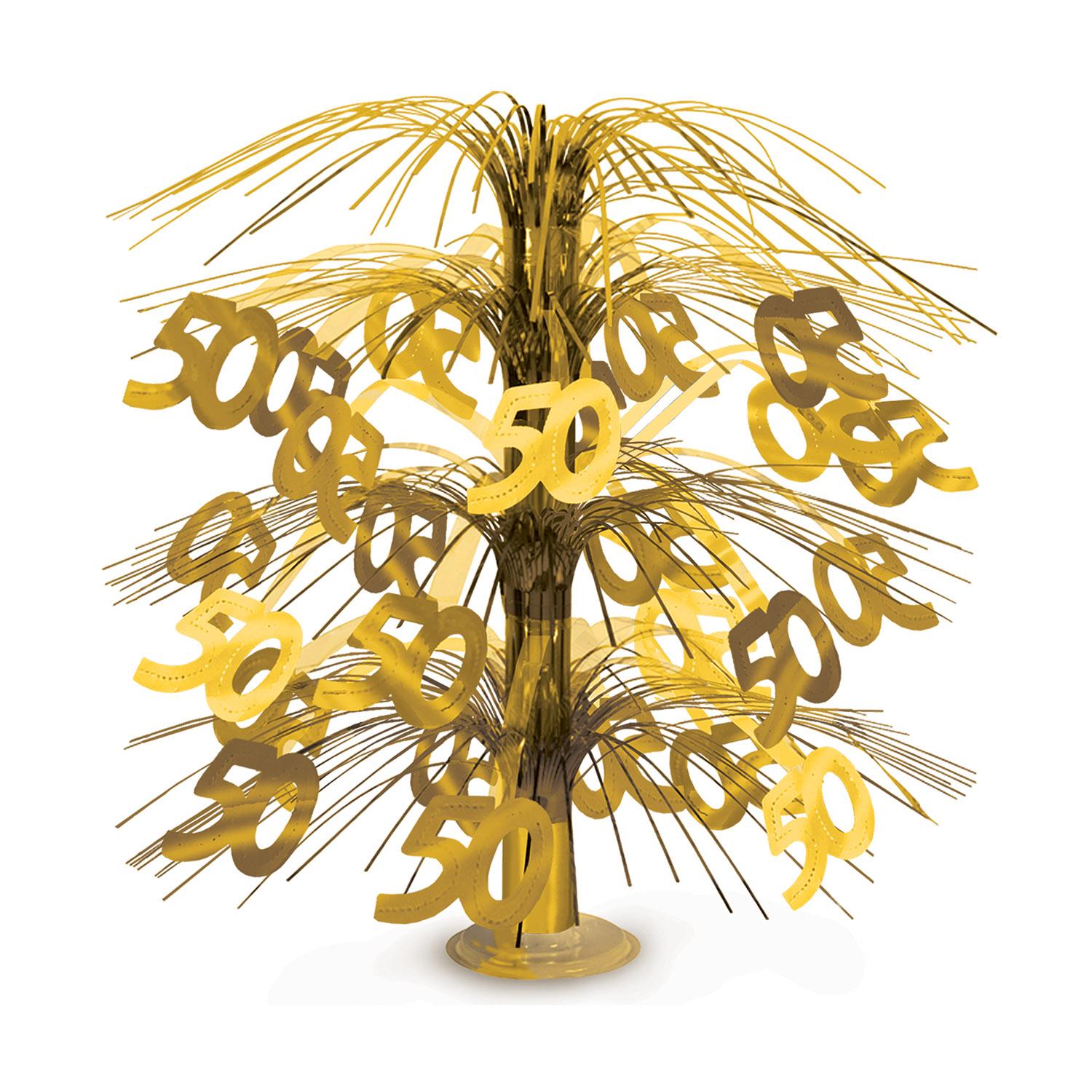 Beistle 50th Anniversary Cascade Centerpiece - Gold