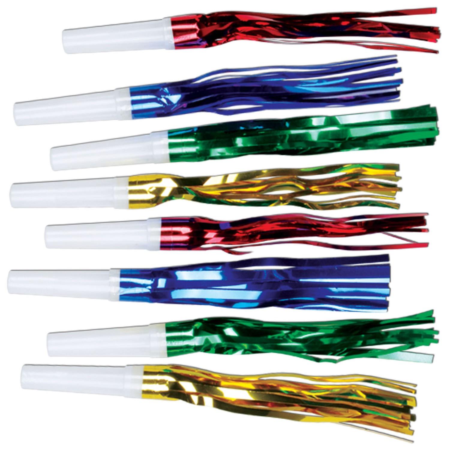 New Year's Eve Packaged Foil Horns - Assorted colors (15/Pkg)