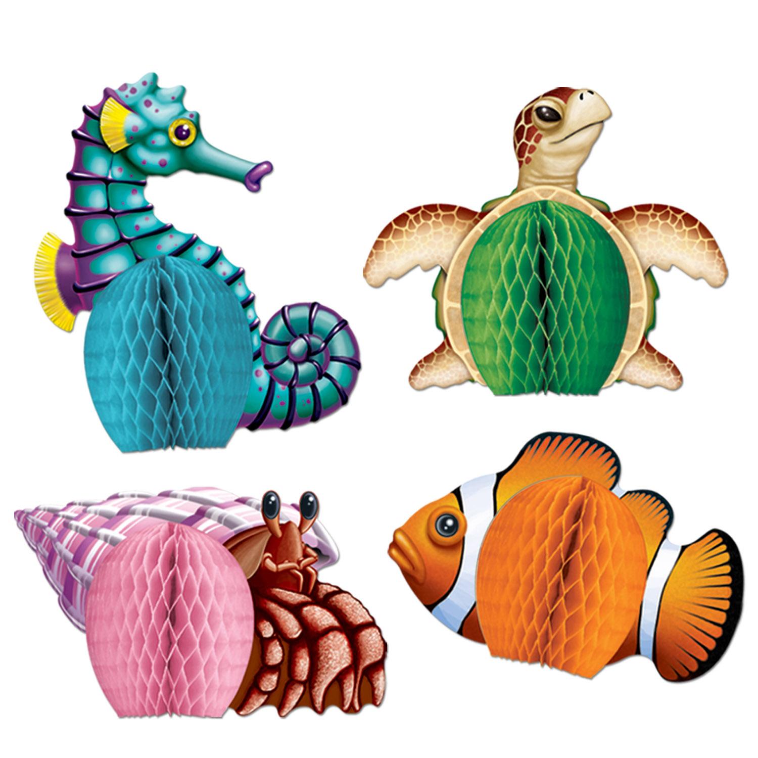 Beistle Luau Party Sea Creatures Mini Centerpieces (4/Pkg)