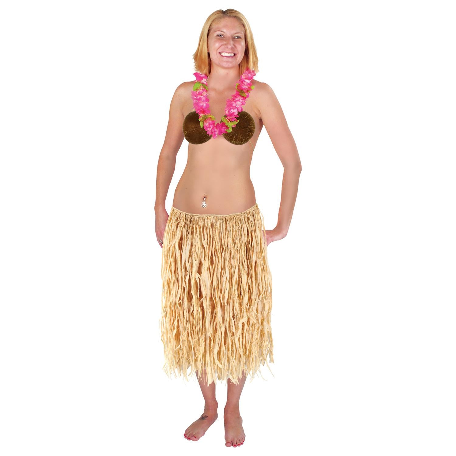 Luau Party Adult Raffia Hula Skirt - Natural (32"W x 30"L)