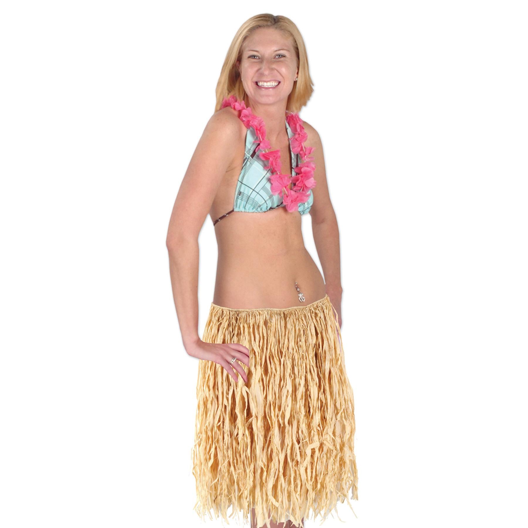 Luau Party Extra Large Raffia Hula Skirt - Natural (38"W x 30"L )