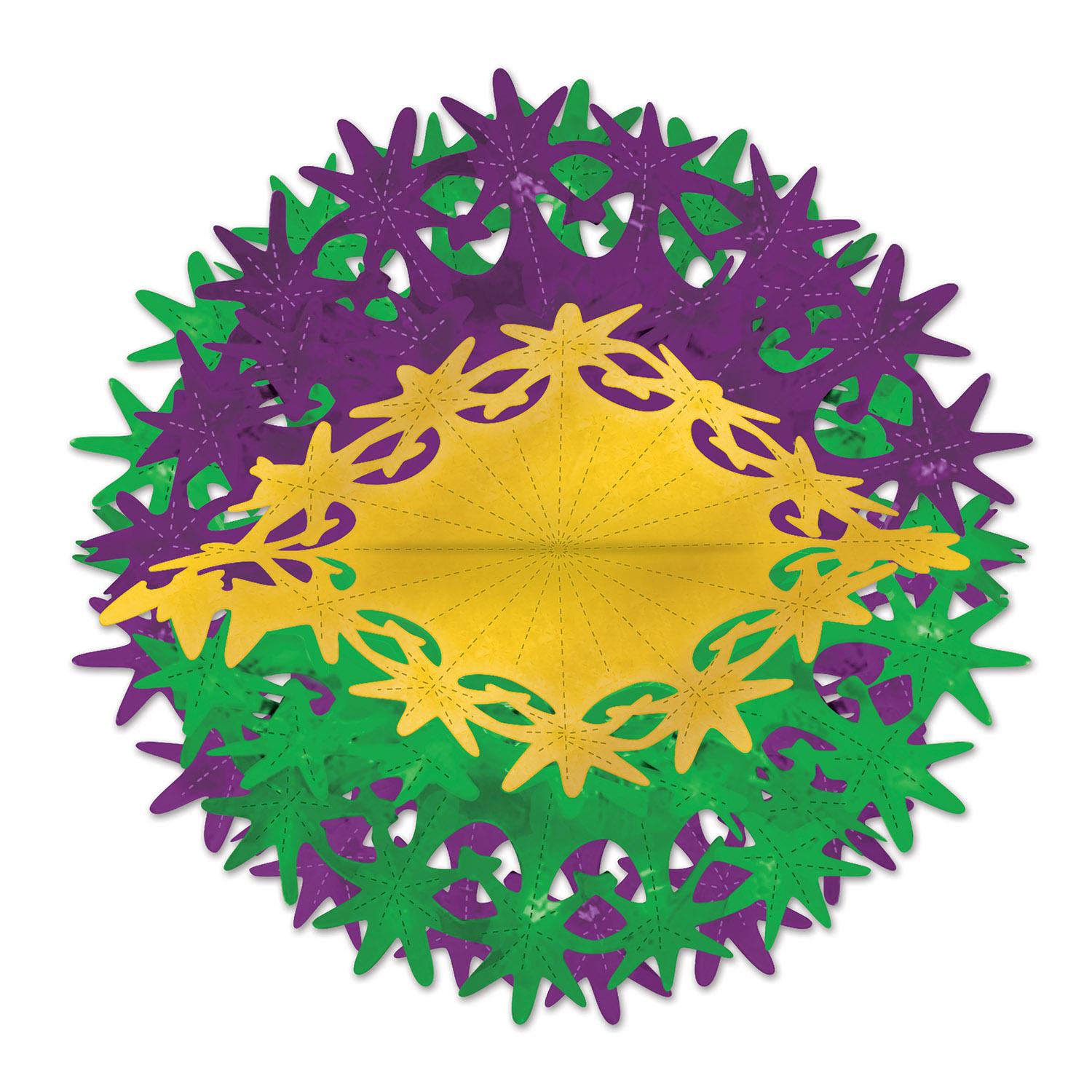 Beistle Mardi Gras Star Ball - gold - green - purple